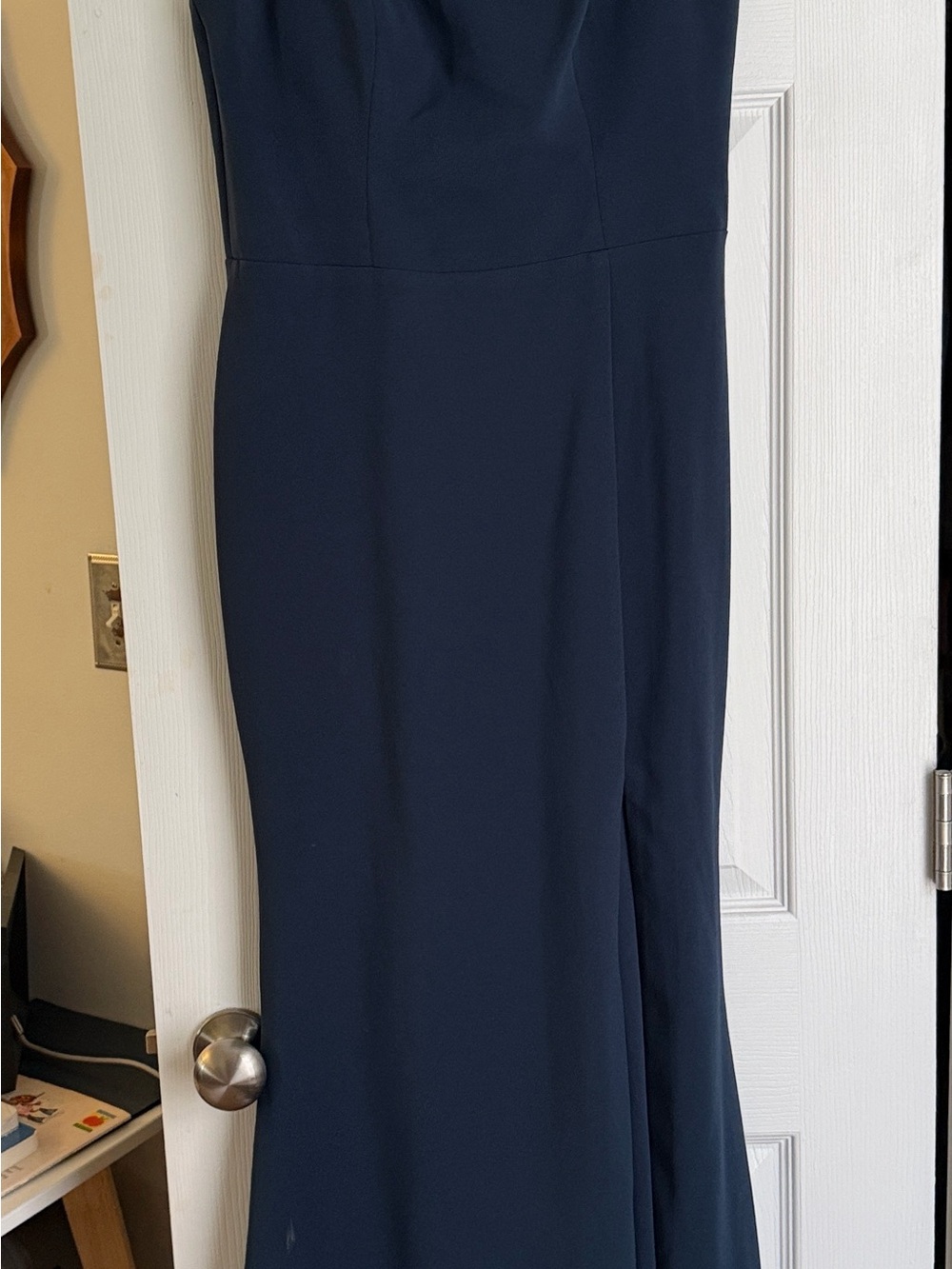 Azazie Navy Blue Maxi Dress with Square Neck